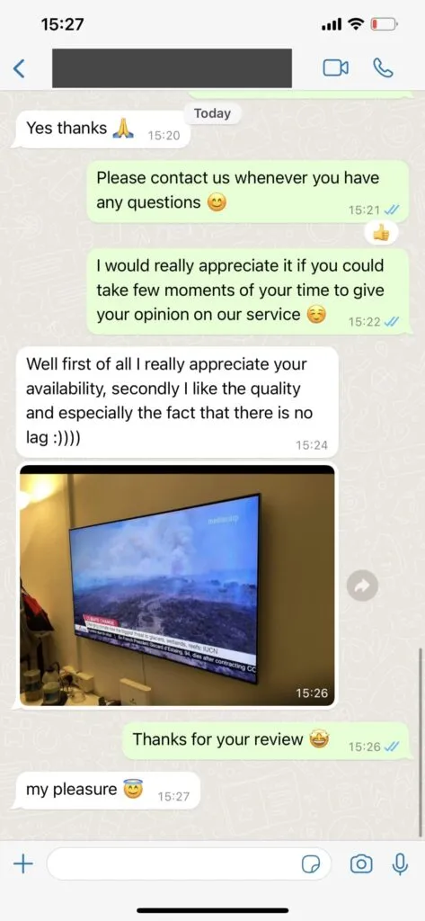 WhatsApp customer satisfaction feedback on instant activation