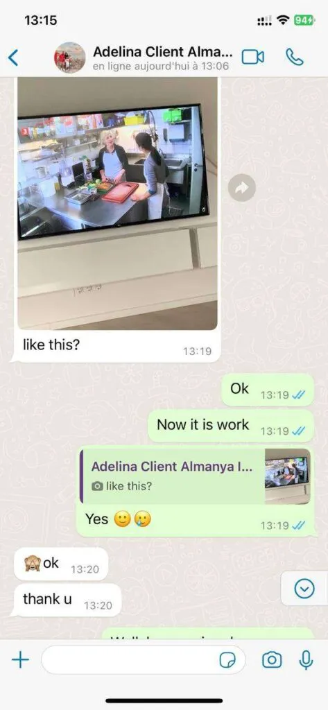 Customer confirming fast response from technical support